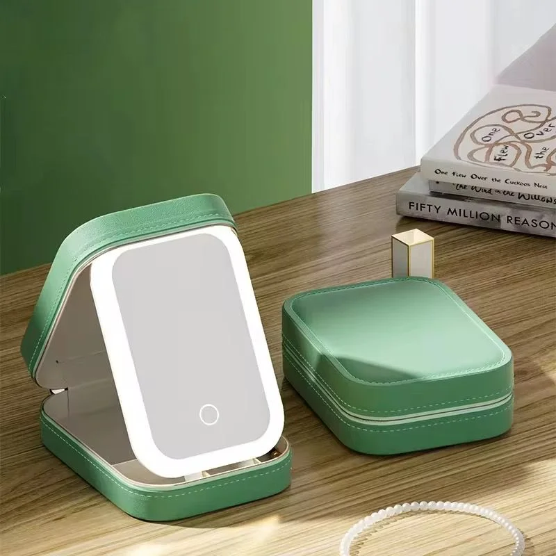 Image galerie 1 - Boîte de Rangement Maquillage avec Miroir Lumineux LED – Compacte, Élégante et Rechargeable