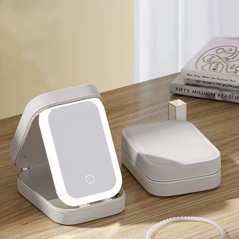Image galerie 2 - Boîte de Rangement Maquillage avec Miroir Lumineux LED – Compacte, Élégante et Rechargeable