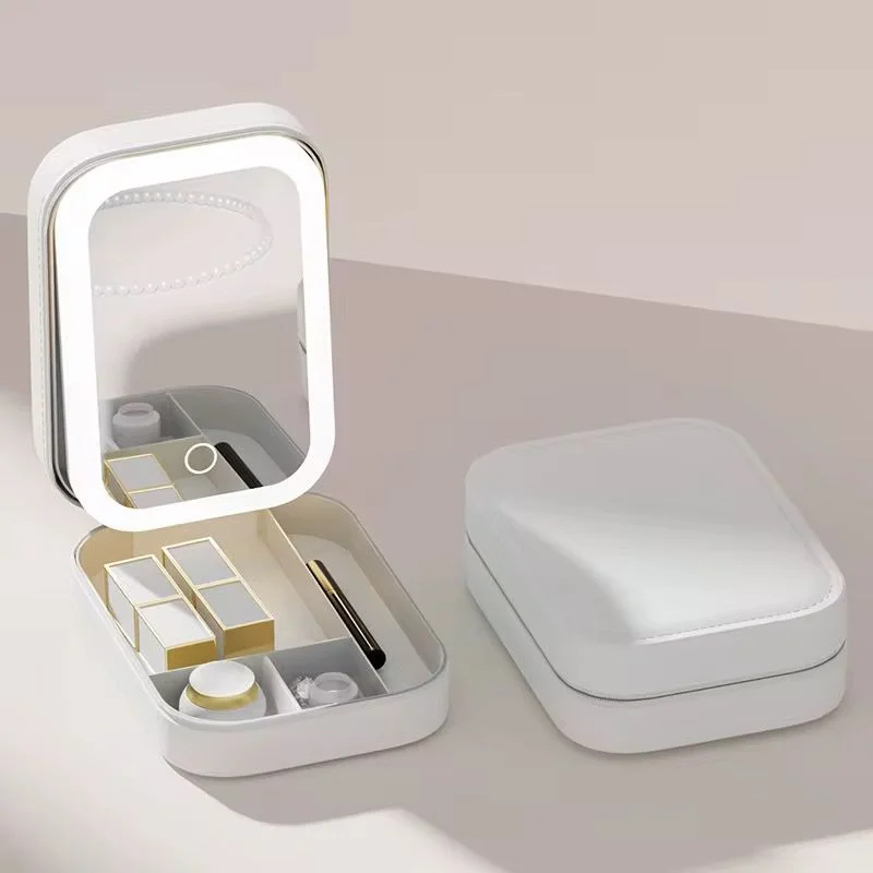 Image galerie 5 - Boîte de Rangement Maquillage avec Miroir Lumineux LED – Compacte, Élégante et Rechargeable