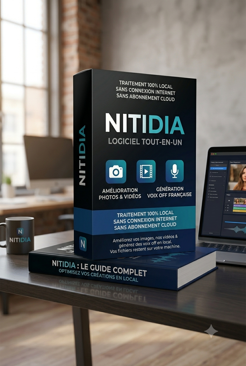 Nitidia — Logiciel local d'amélioration photo, vidéo et voix off